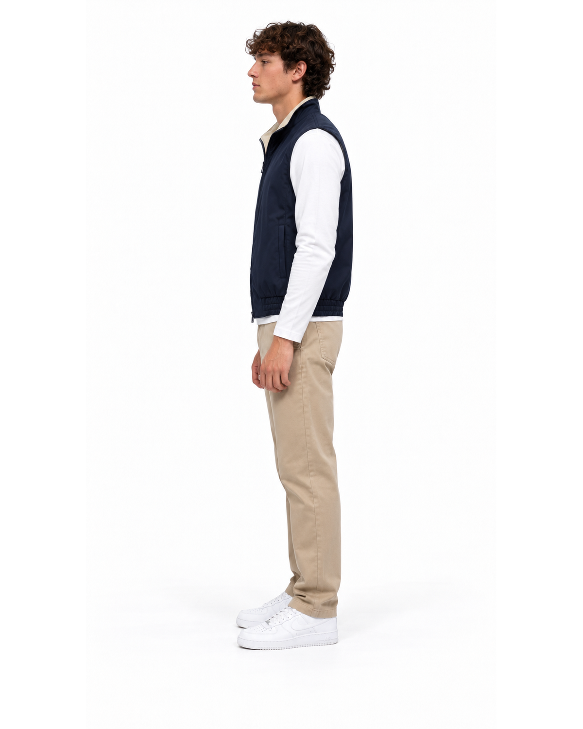 Ensemble Gilet Sans Manches Marine & Pantalon Beige
