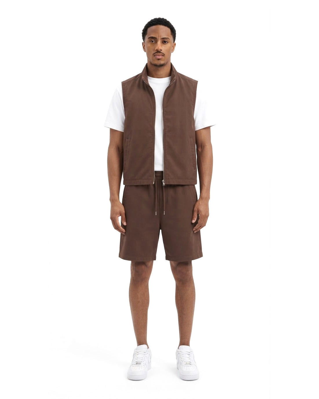 Ensemble Gilet Sans Manches Marron & Short Marron
