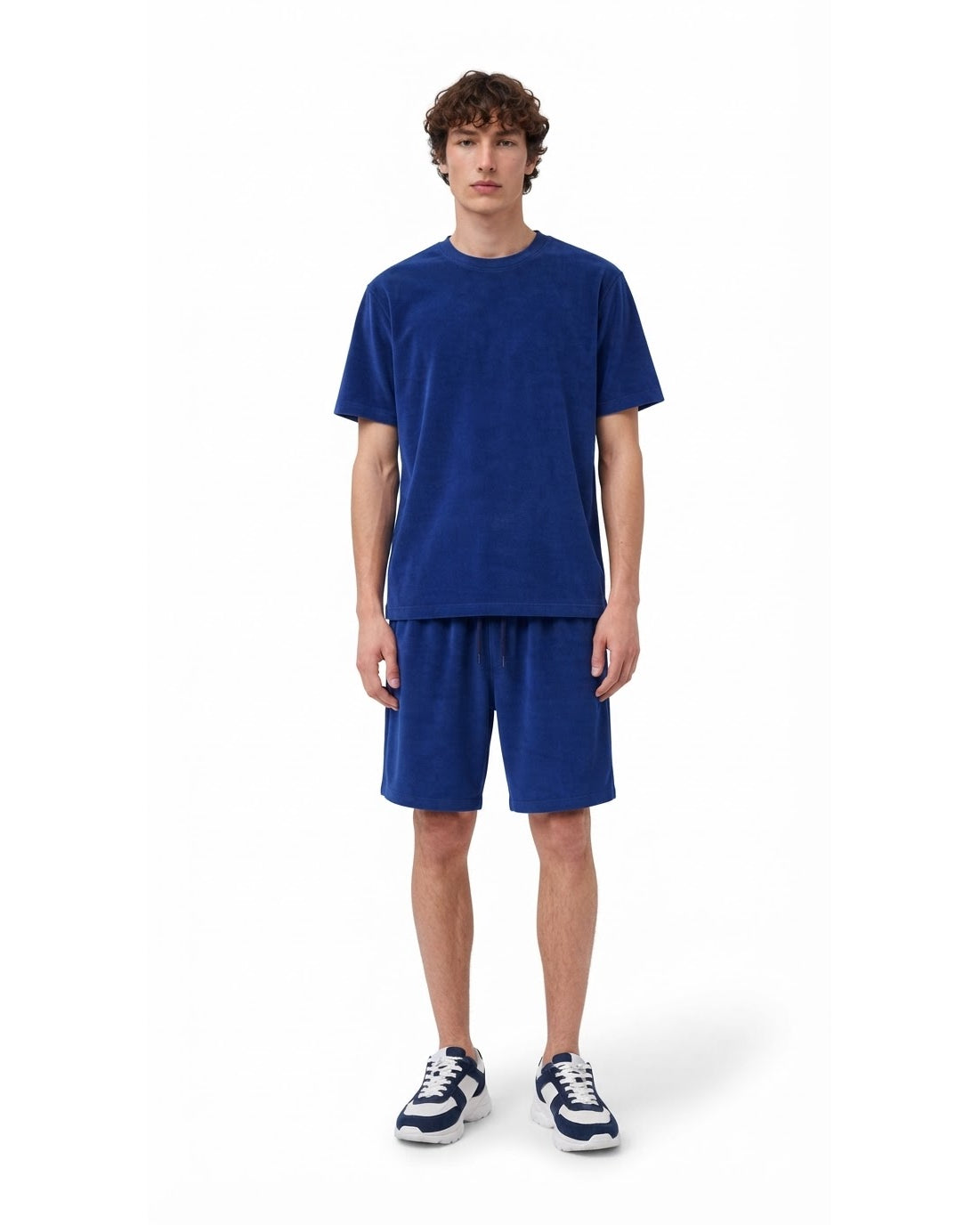 Ensemble T-shirt Éponge Bleu Roi & Short Bleu Roi + Baskets
