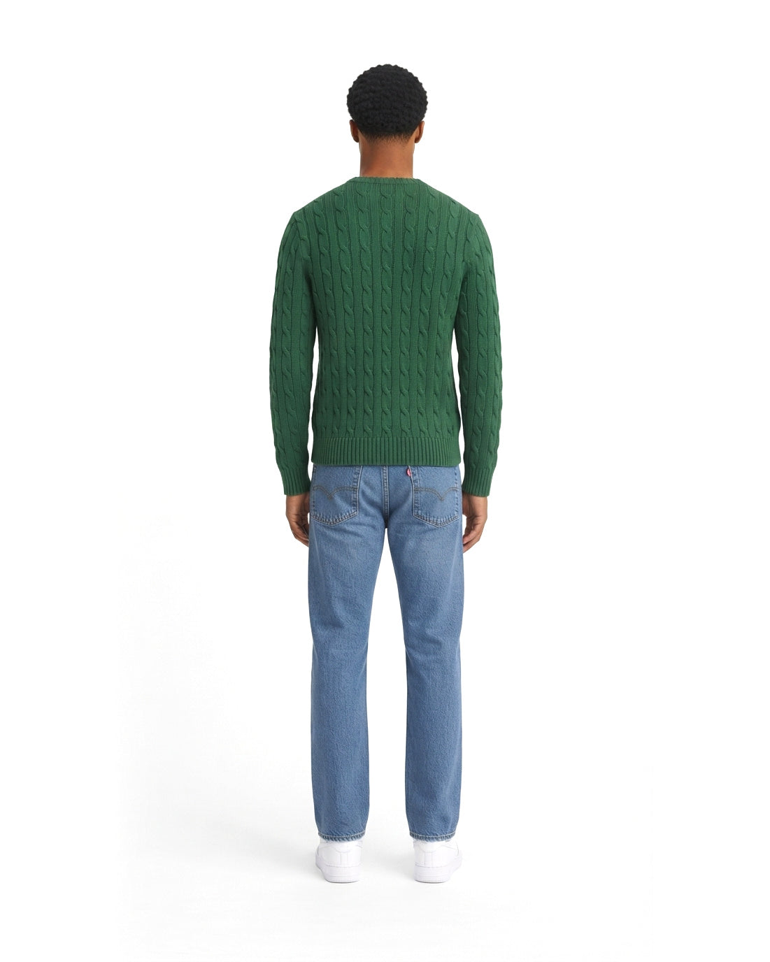 Ensemble Pull Torsadé Vert & Jean Bleu