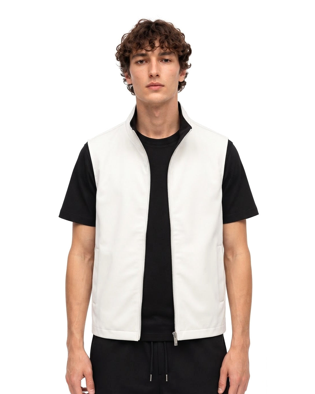 Gilet Sans Manches Zippé Blanc