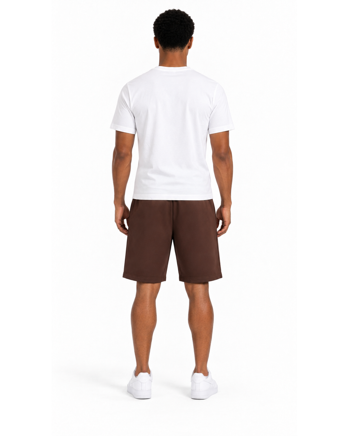 Ensemble T-shirt Blanc & Short Marron