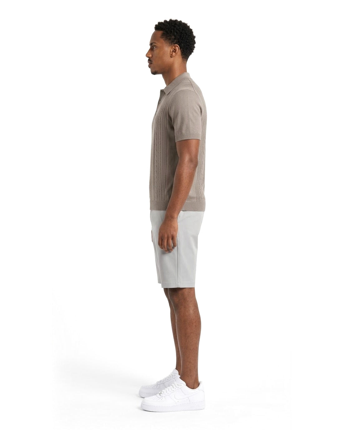 Ensemble Polo Maille Taupe & Short Gris Clair