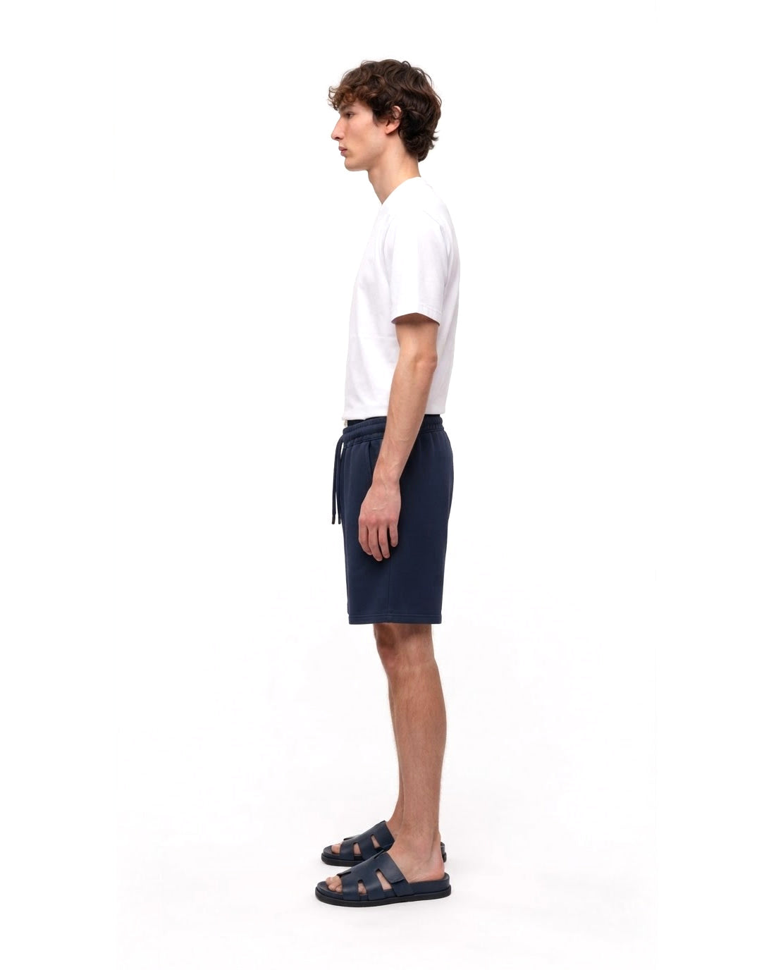 Ensemble T-shirt Blanc & Short Marine + Sandales