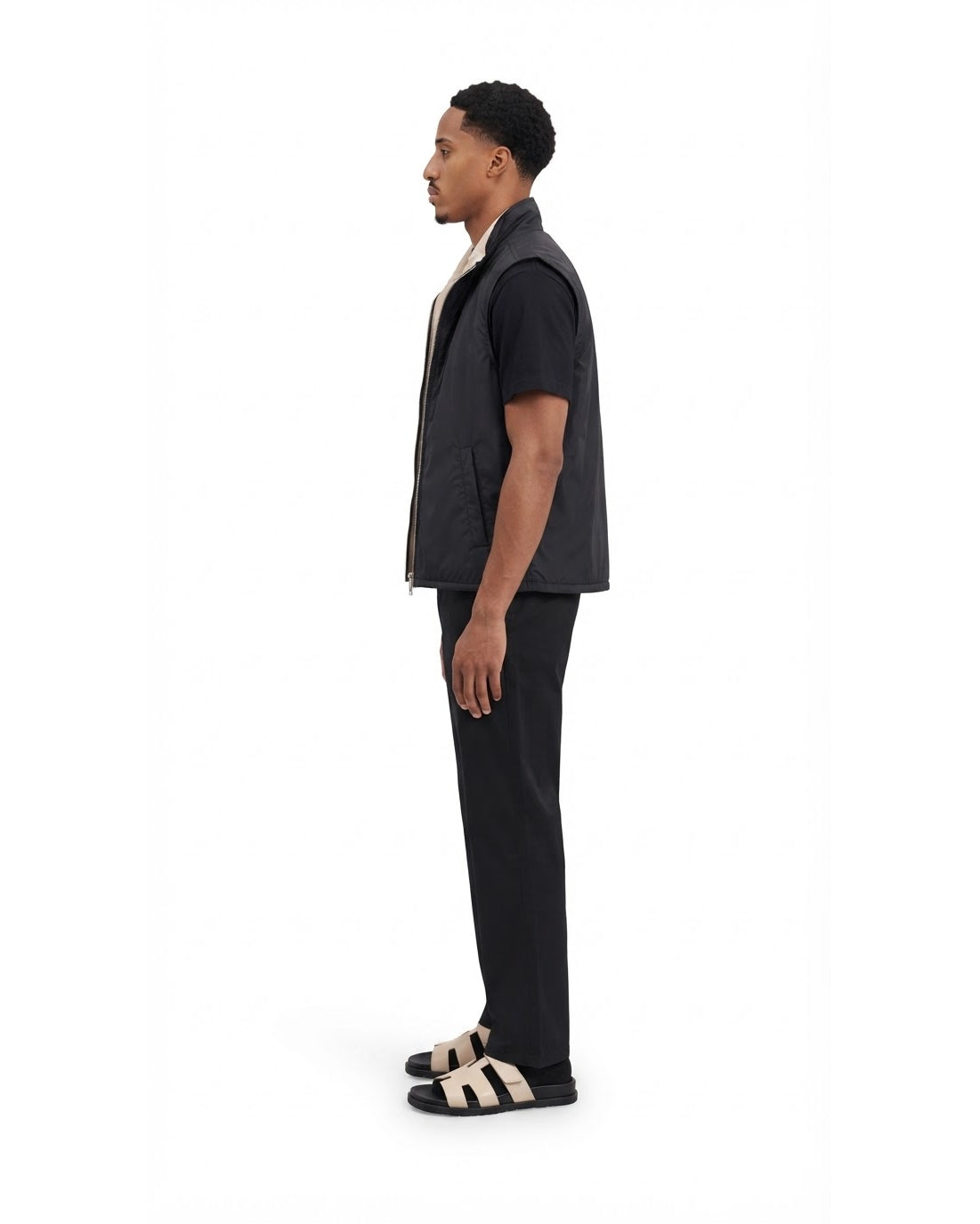 Ensemble Gilet Sans Manches Noir & Pantalon Noir + Sandales