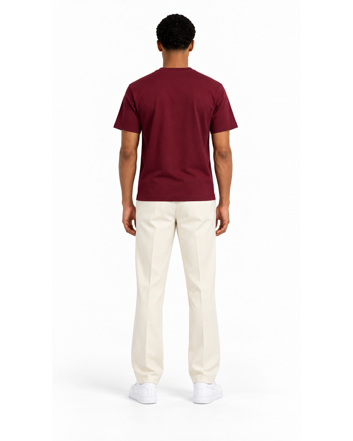 Ensemble T-shirt Bordeaux & Pantalon Écru