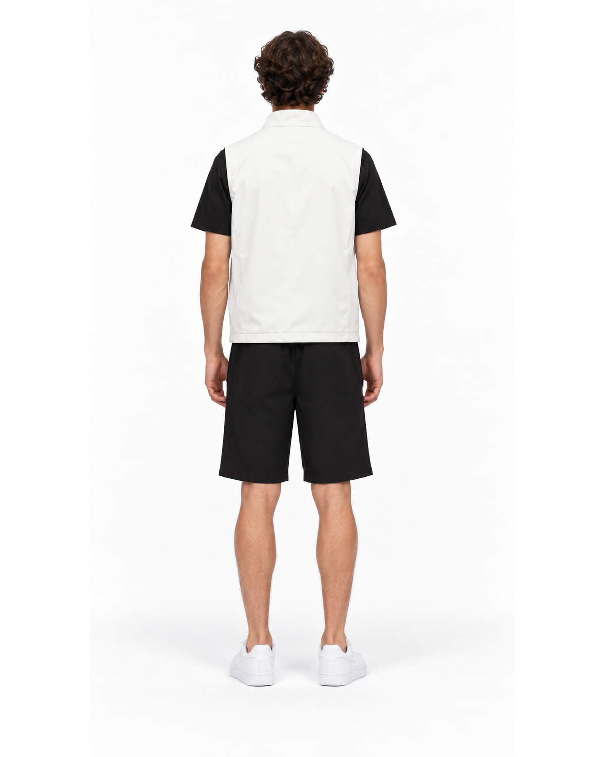 Ensemble Gilet Sans Manches Blanc & Short Noir