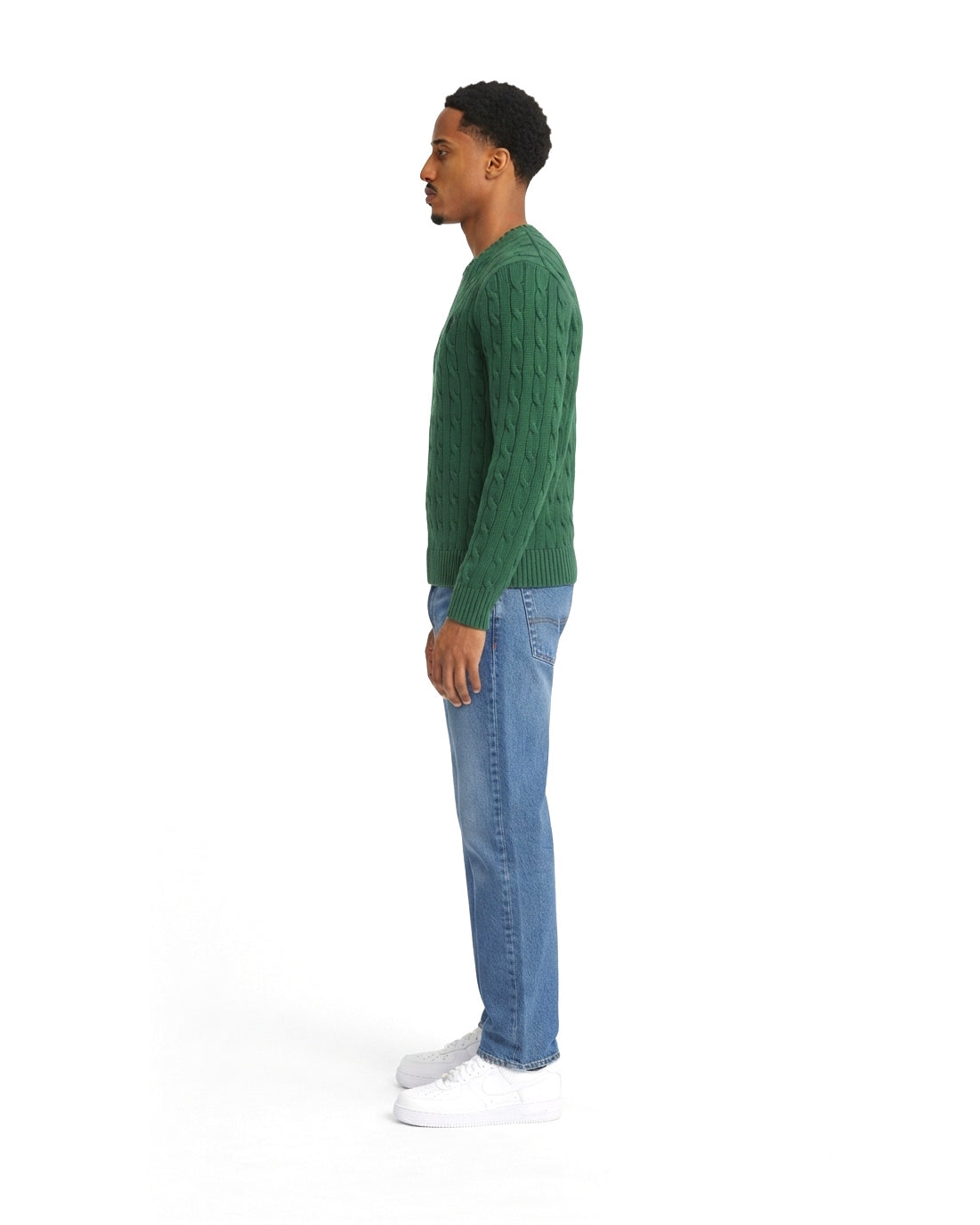 Ensemble Pull Torsadé Vert & Jean Bleu