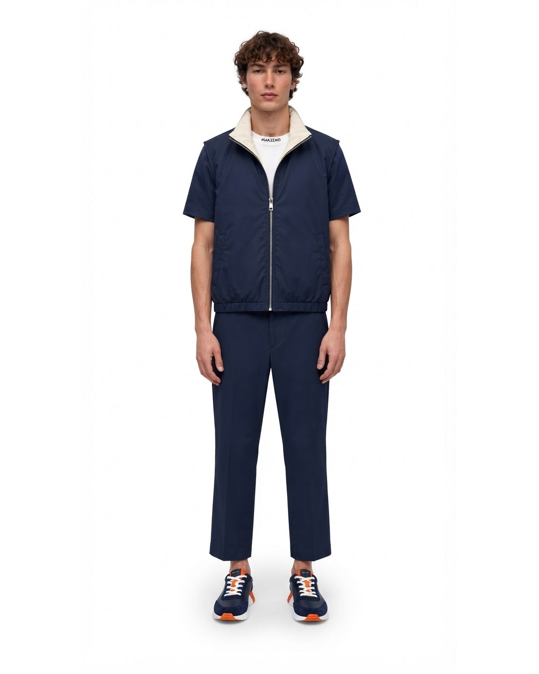 Ensemble Chemise Zippée Manches Courtes Marine & Pantalon Marine + Baskets