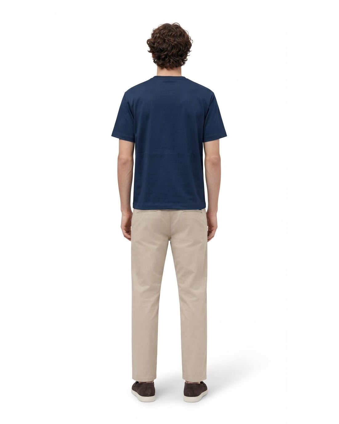 Ensemble T-shirt Bleu & Pantalon Beige + Chaussures