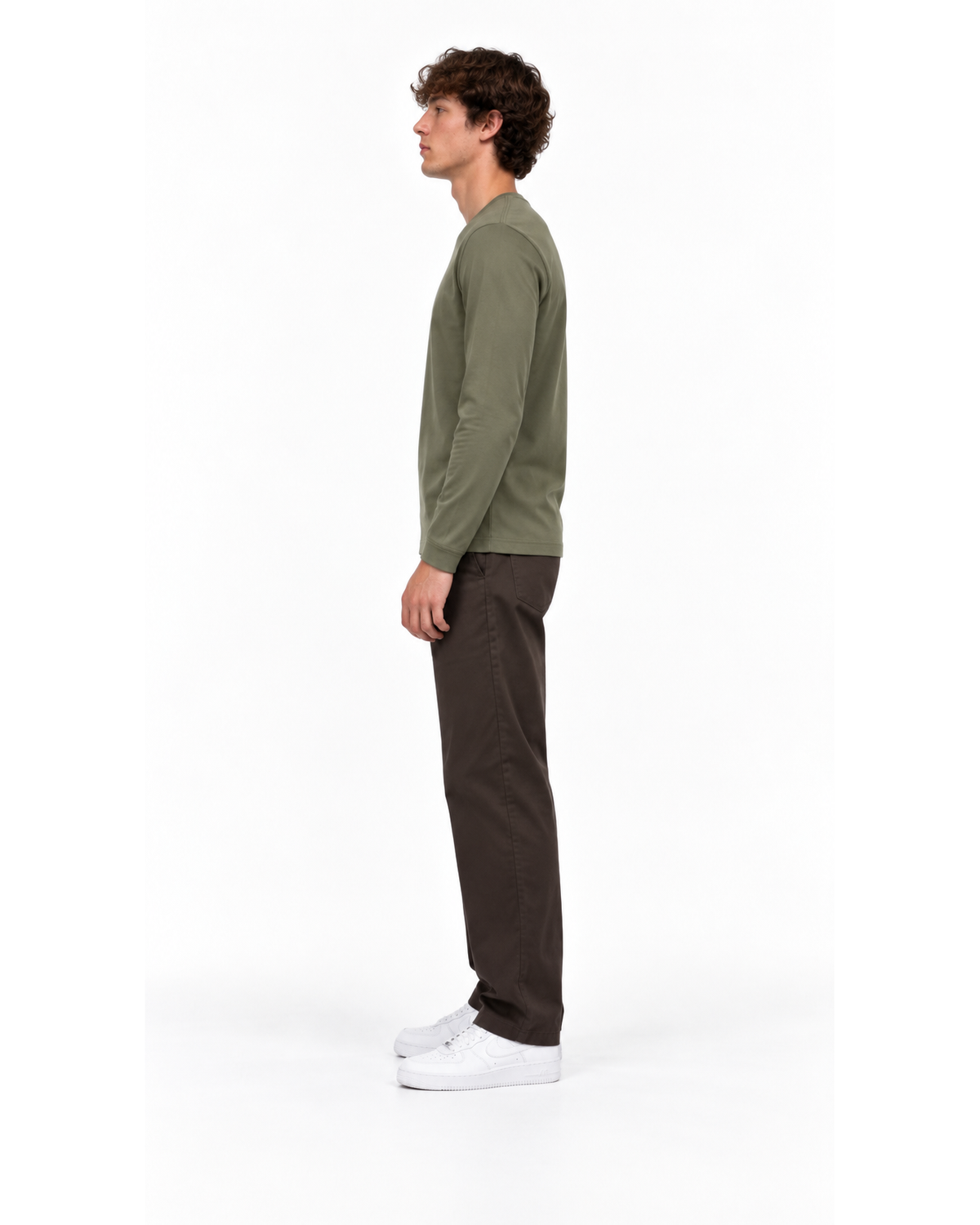 Ensemble T-shirt Manches Longues Kaki & Pantalon Marron