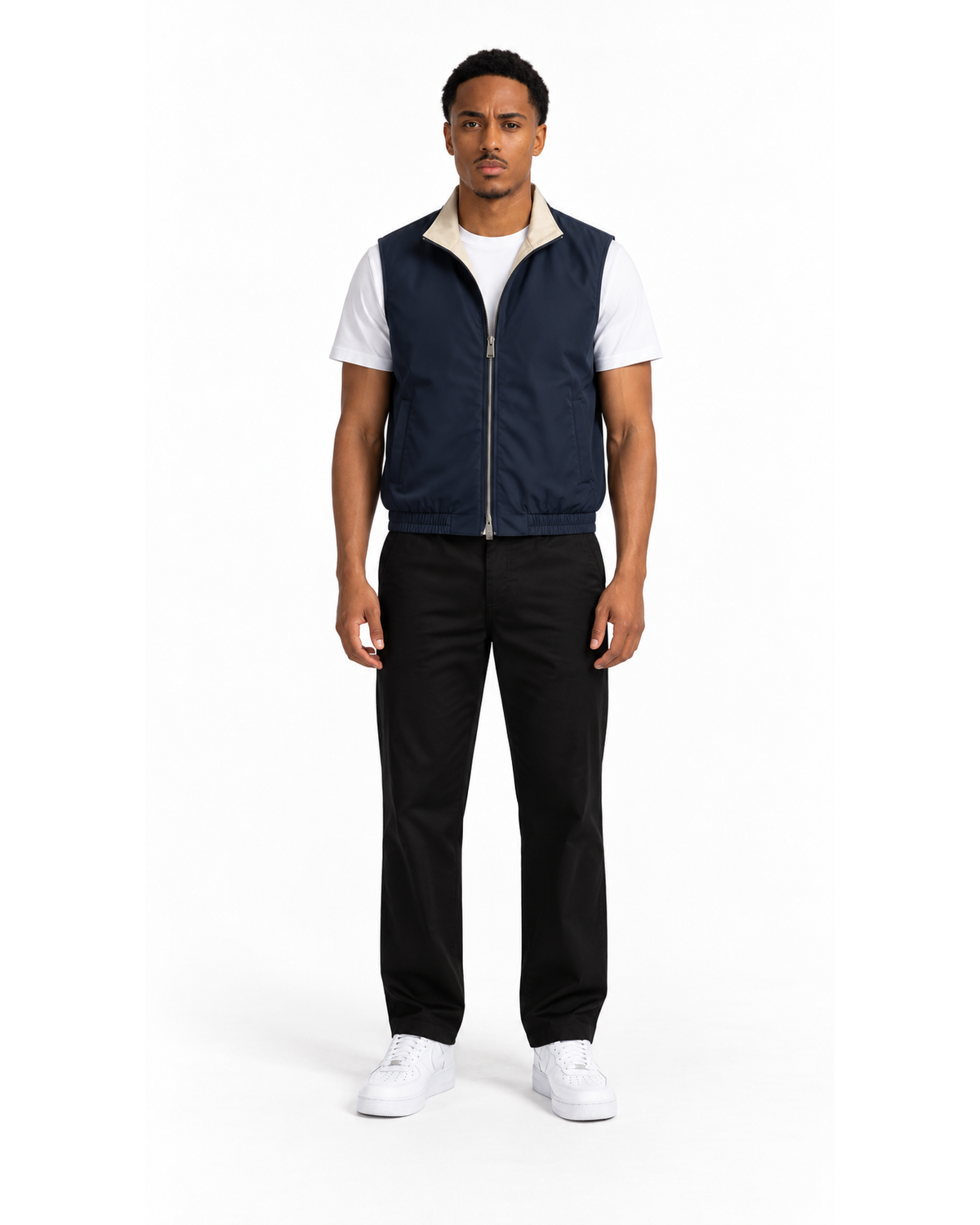 Ensemble Gilet Sans Manches Marine & Pantalon Noir