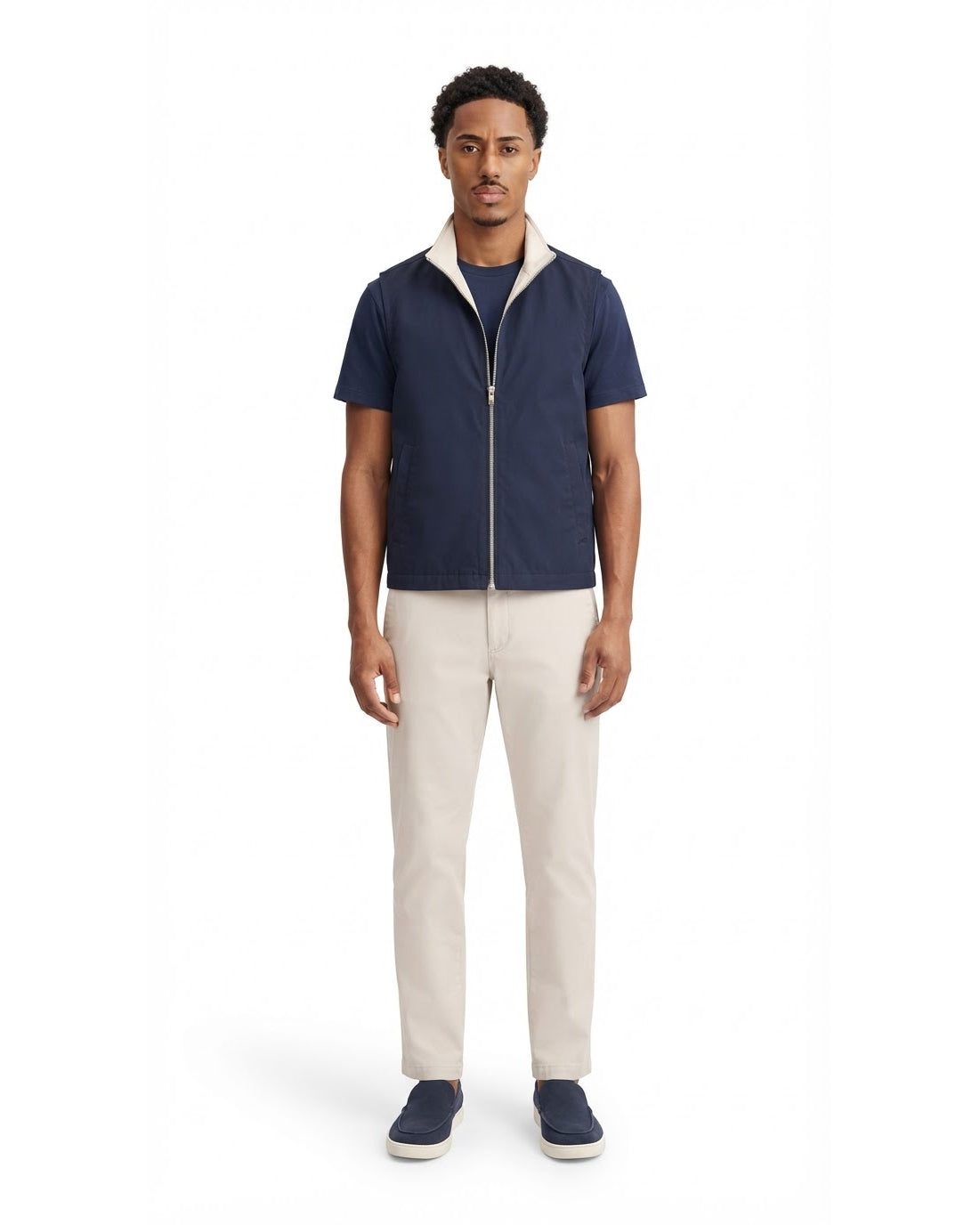 Chemise Zippée Manches Courtes Marine