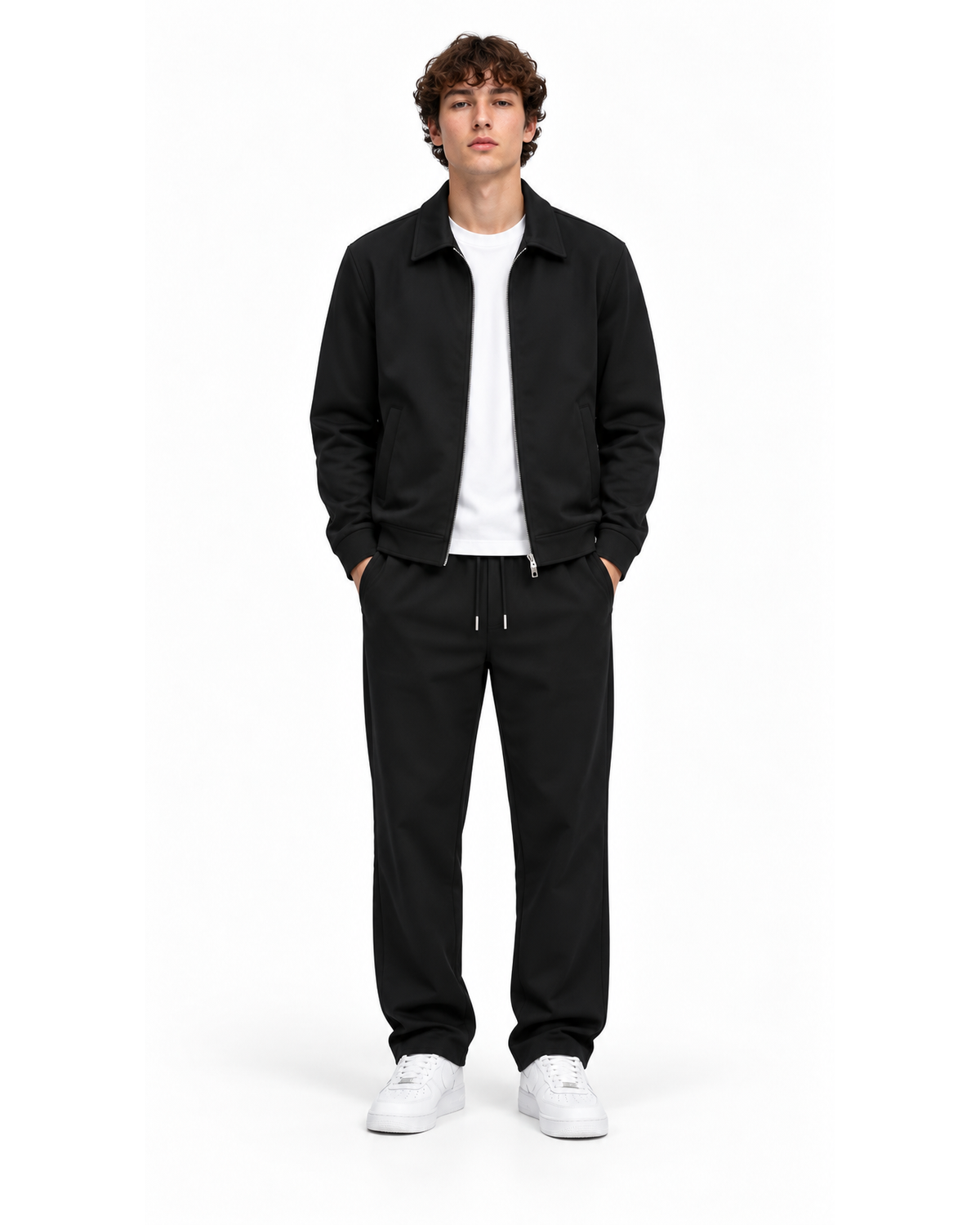 Ensemble Veste Noire & Pantalon à Cordon Noir