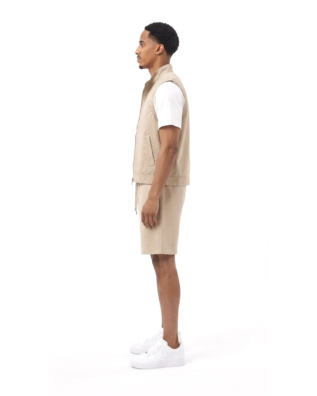 Ensemble Gilet Sans Manches Beige & Short Beige