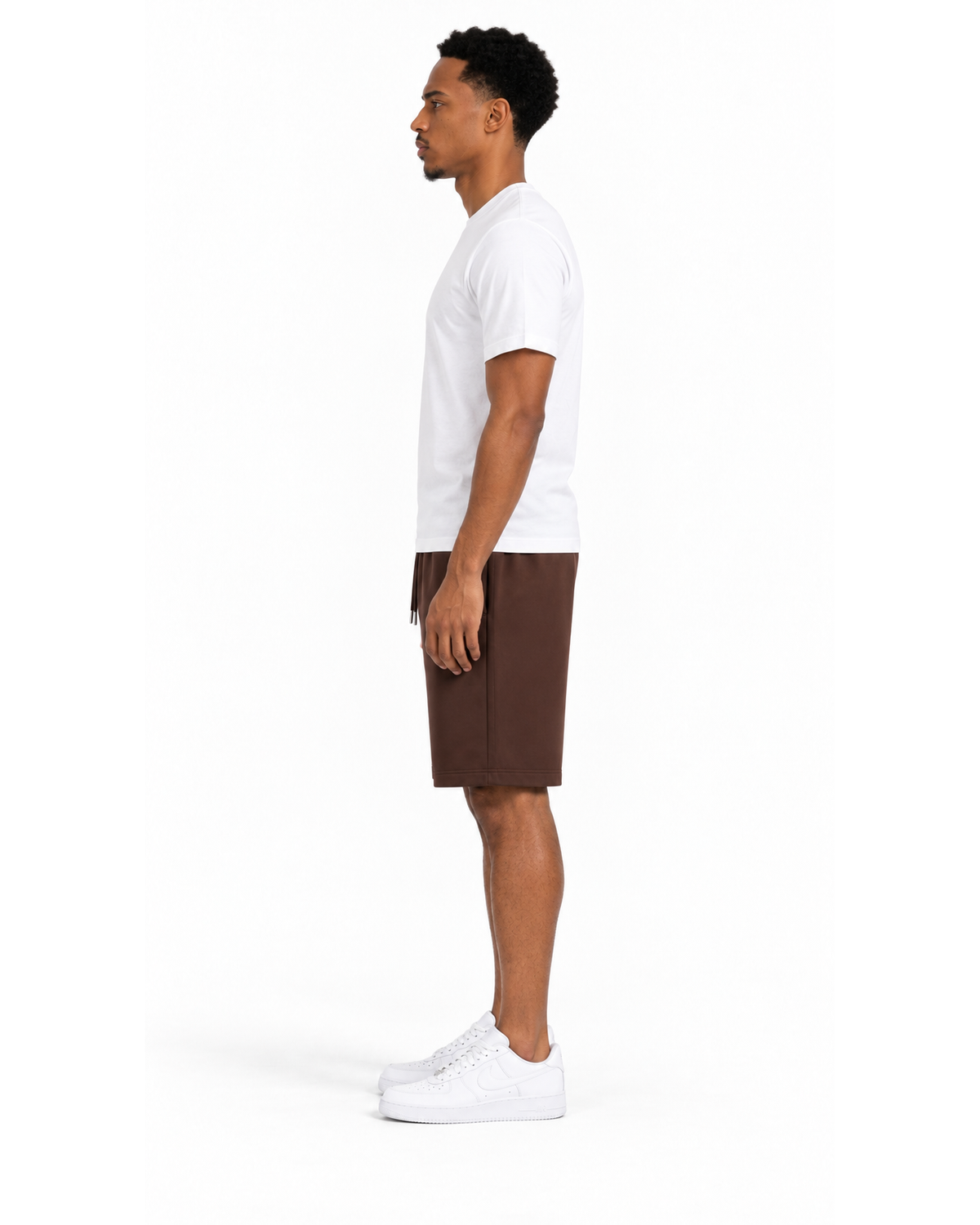 Ensemble T-shirt Blanc & Short Marron
