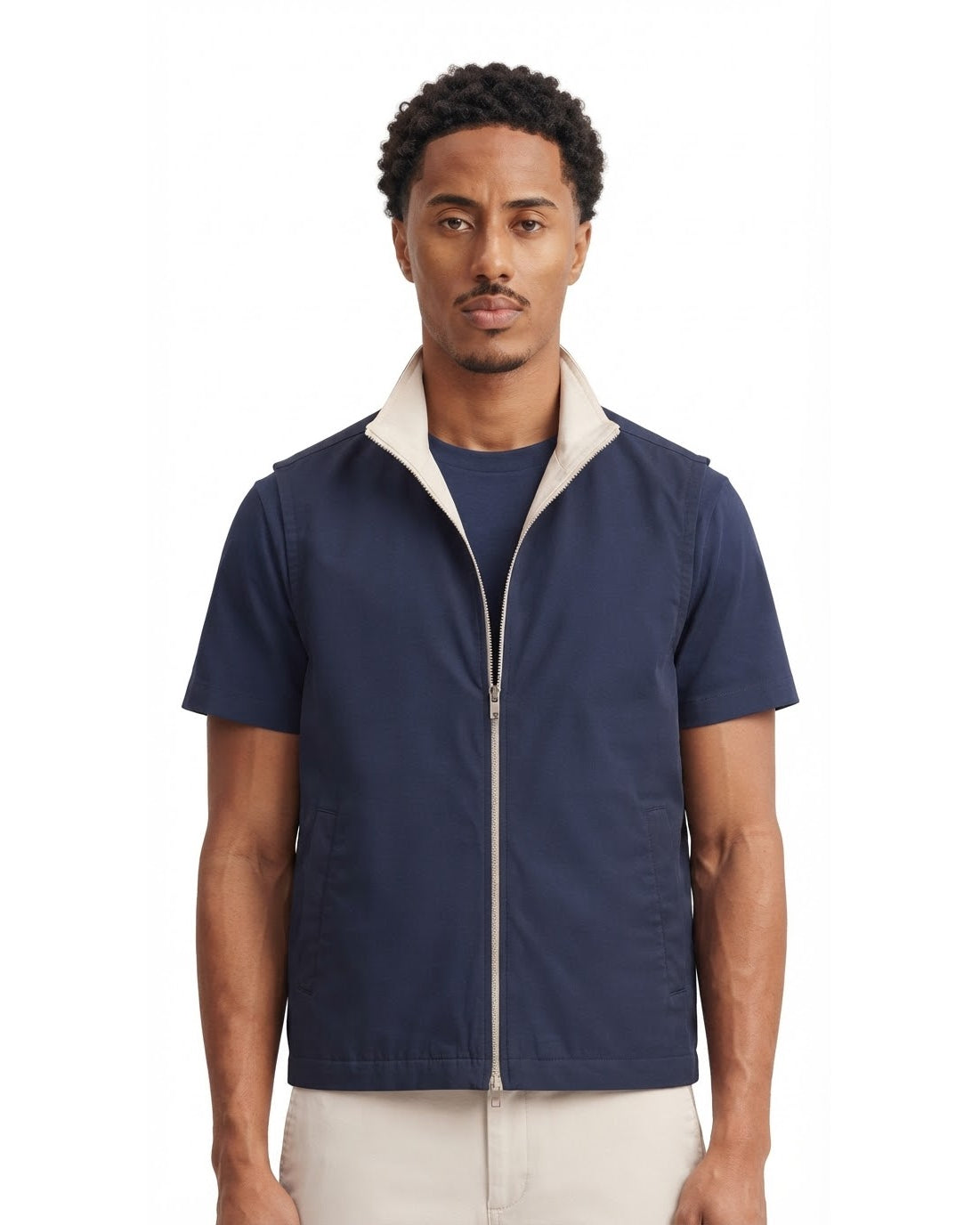 Chemise Zippée Manches Courtes Marine