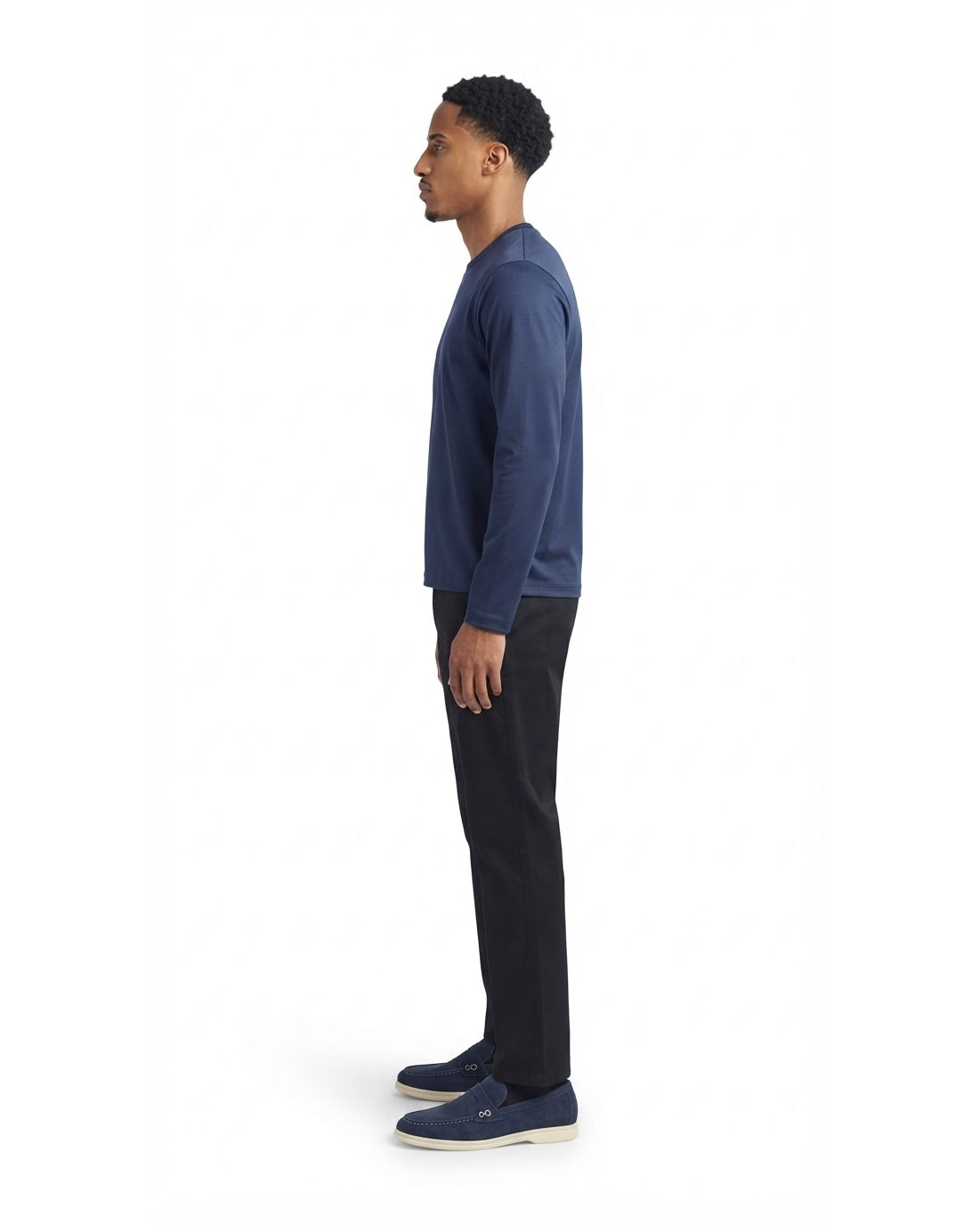 Ensemble T-shirt Manches Longues Marine & Pantalon Noir + Baskets