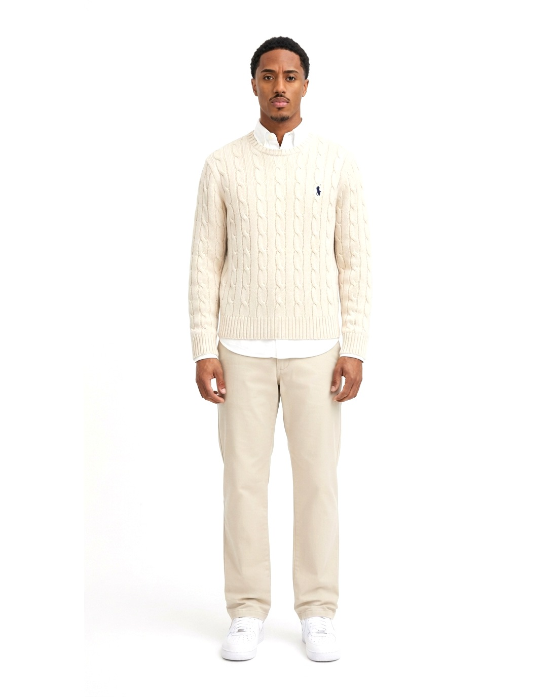 Ensemble Pull Torsadé Écru & Pantalon Écru