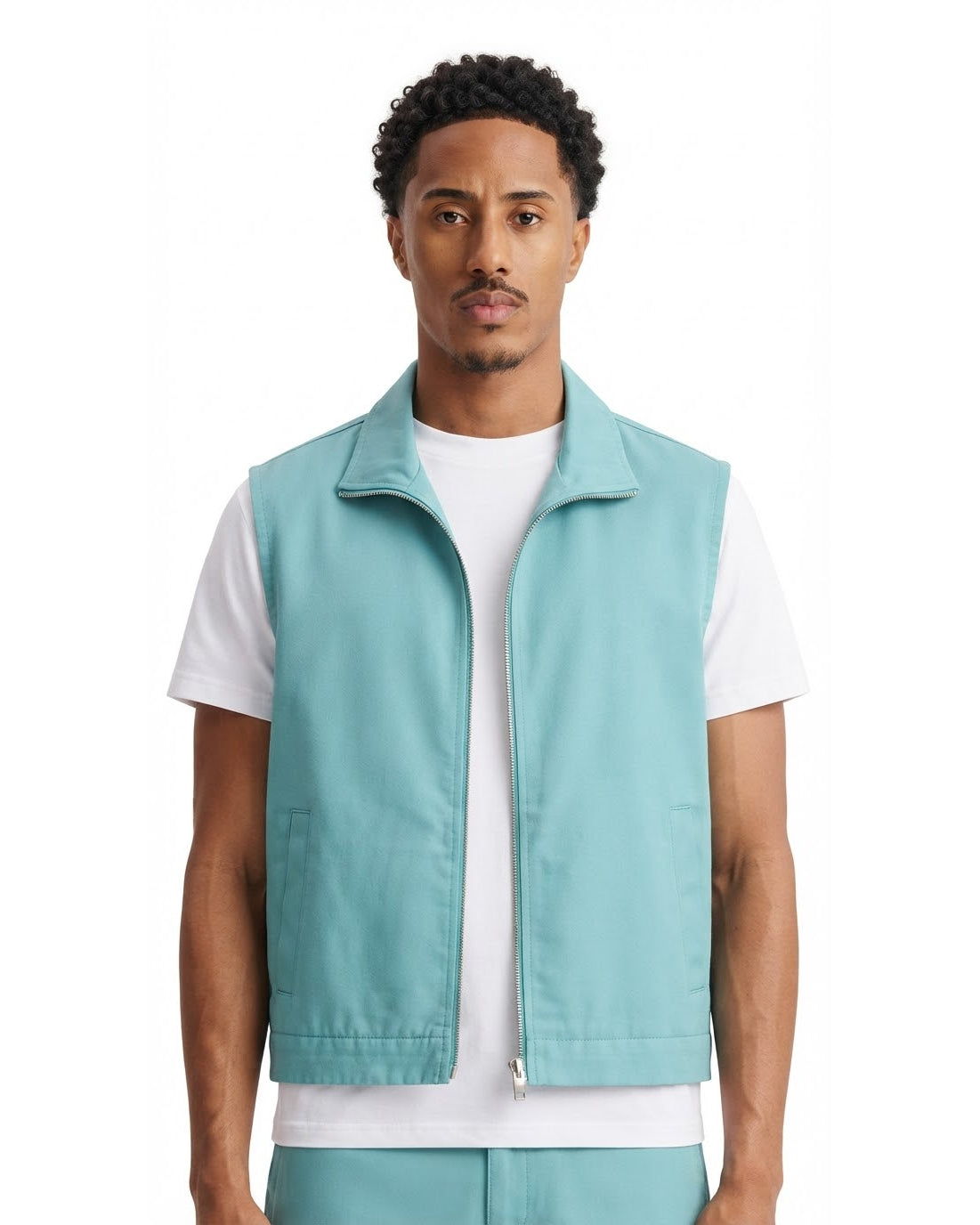 Gilet Sans Manches Zippé Turquoise