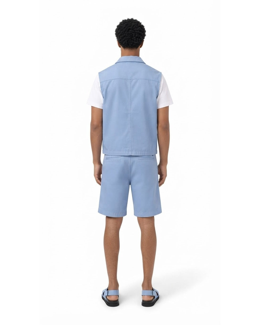 Ensemble Gilet Sans Manches Bleu Ciel & Short Bleu Ciel + Sandales