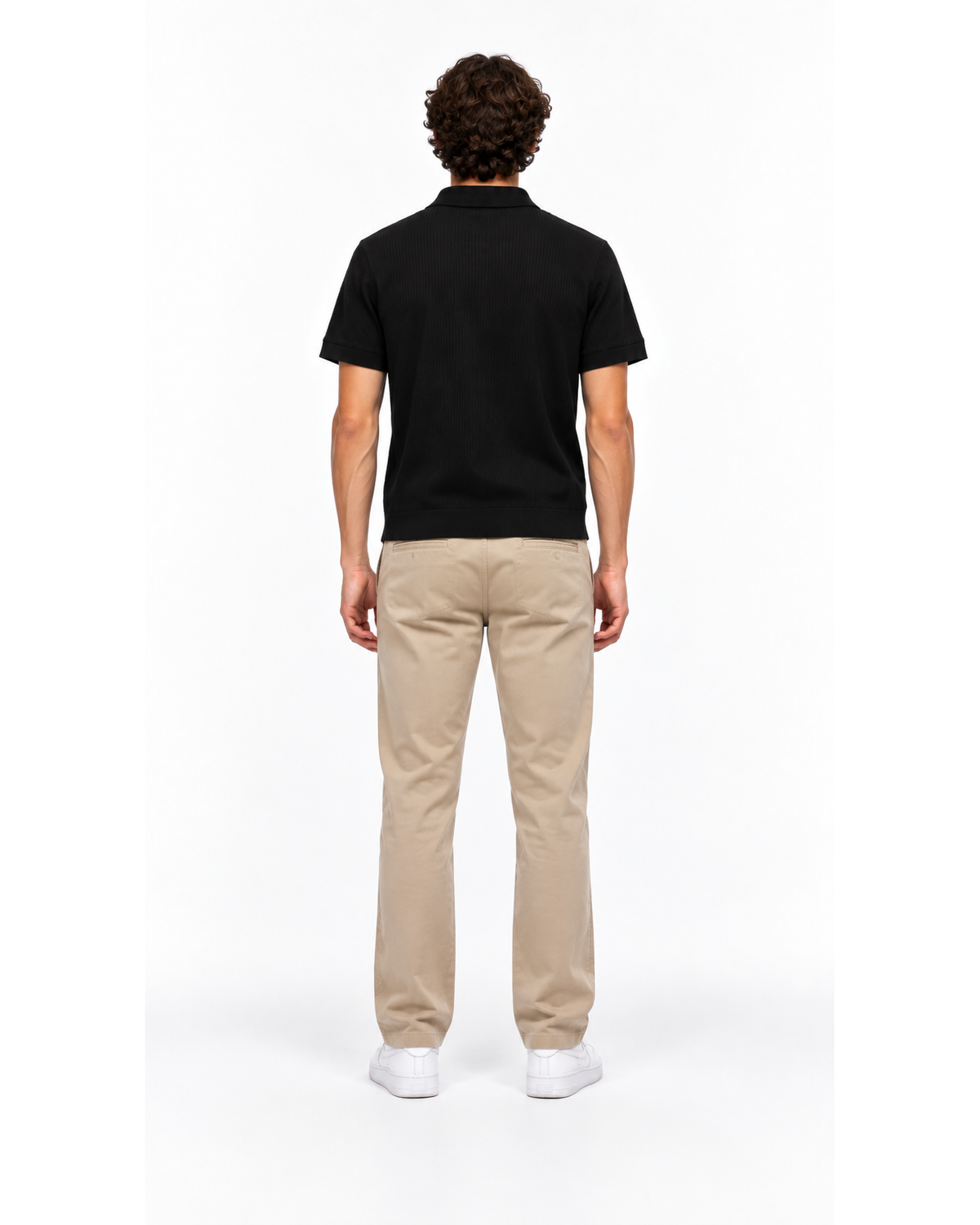 Ensemble Polo Noir & Pantalon Beige