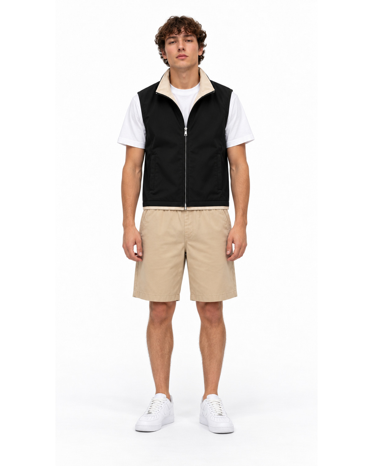 Ensemble Gilet Sans Manches Noir & Short Beige