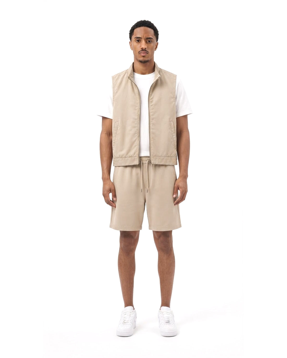 Ensemble Gilet Sans Manches Beige & Short Beige