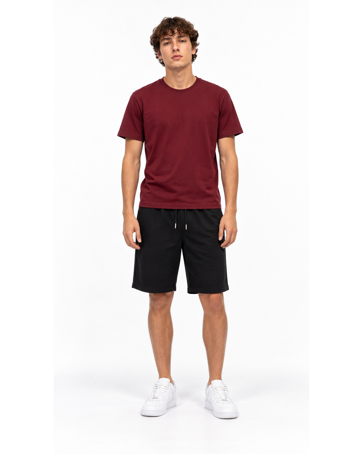 Ensemble T-shirt Bordeaux & Short Noir