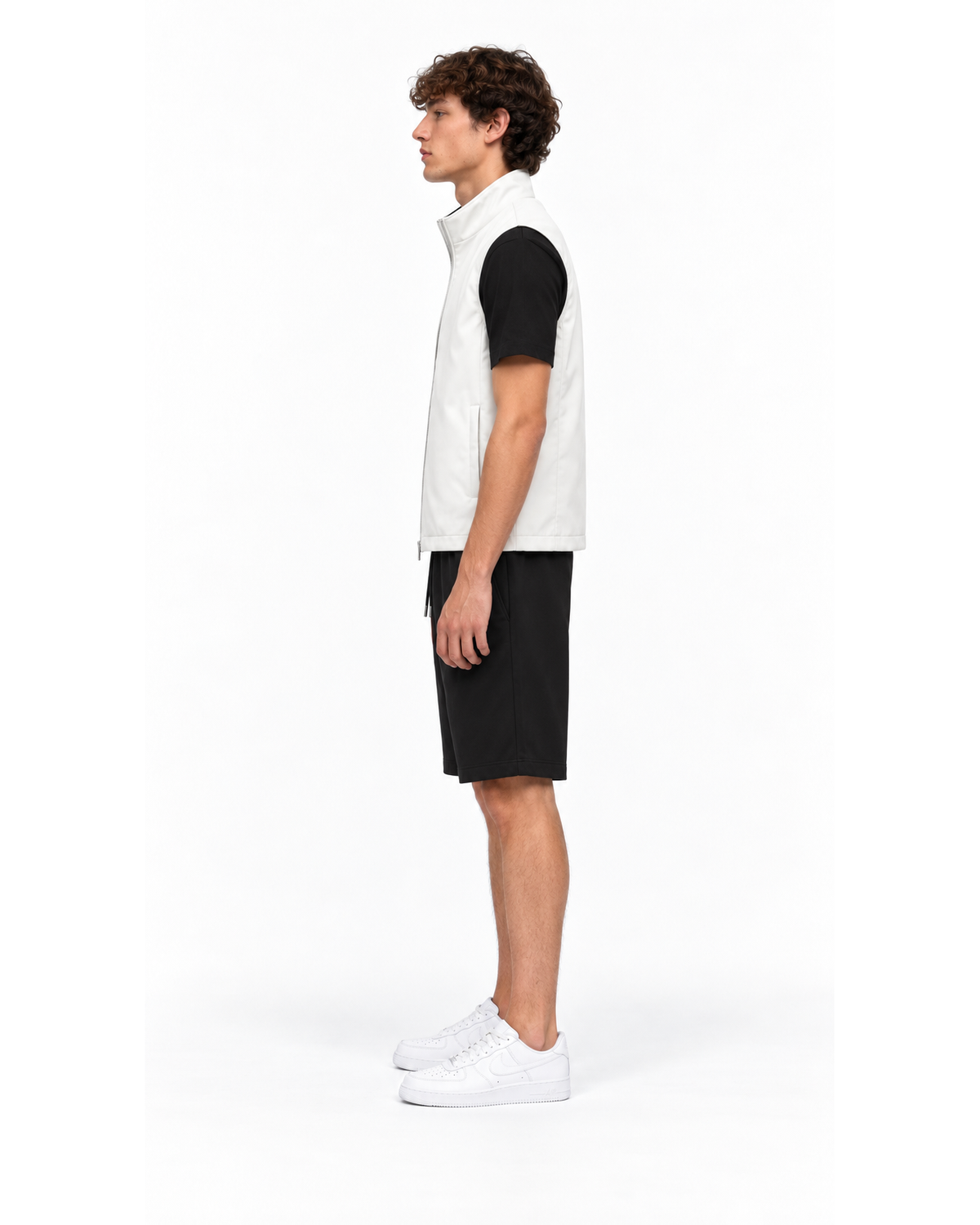 Ensemble Gilet Sans Manches Blanc & Short Noir