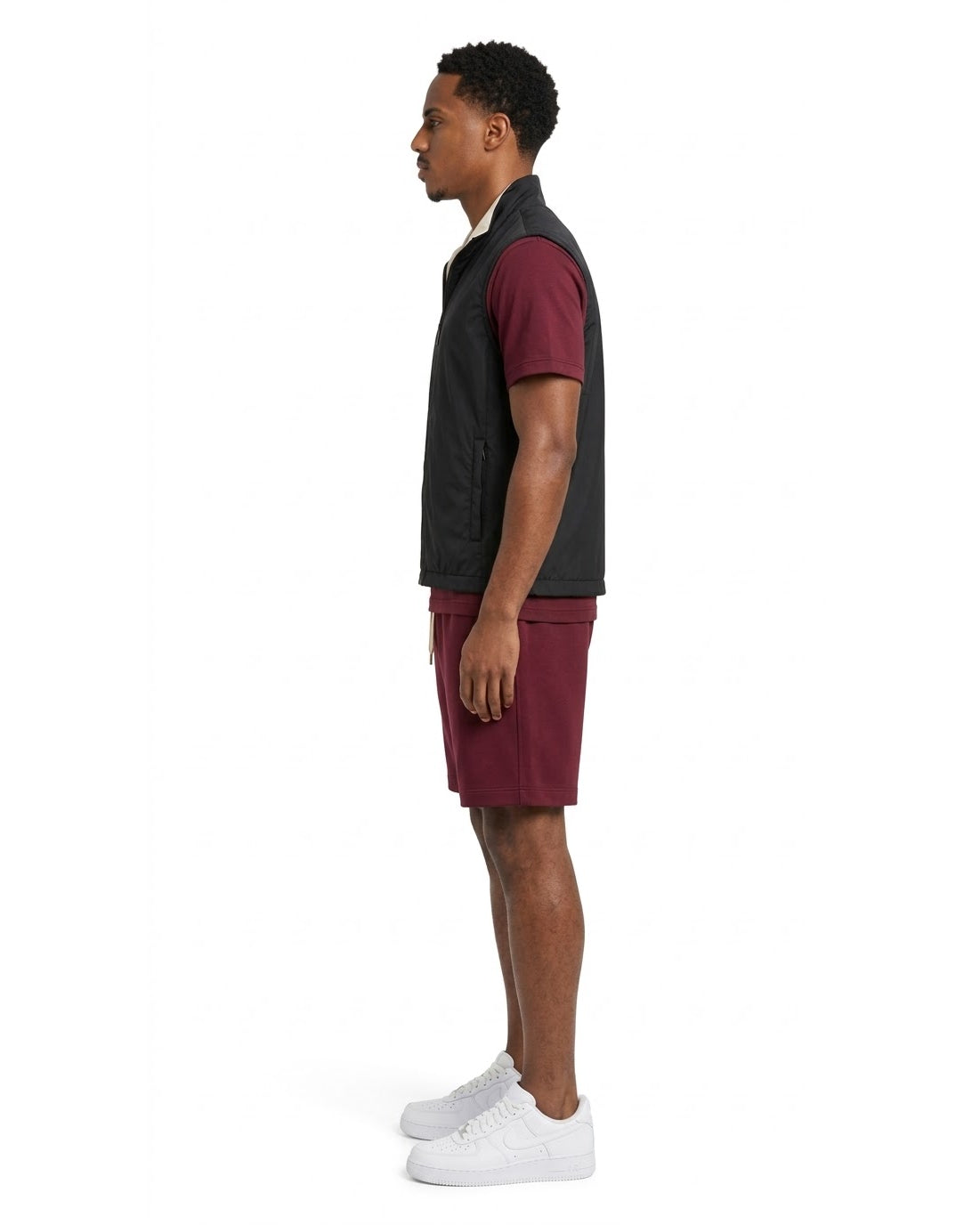Ensemble Gilet Sans Manches Noir & Short Bordeaux