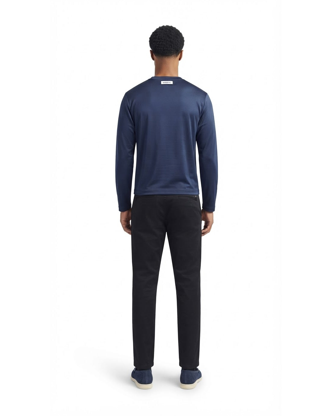 Ensemble T-shirt Manches Longues Marine & Pantalon Noir + Baskets