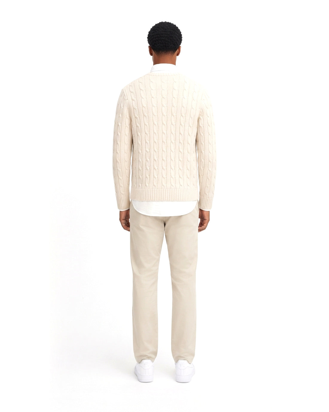 Ensemble Pull Torsadé Écru & Pantalon Écru