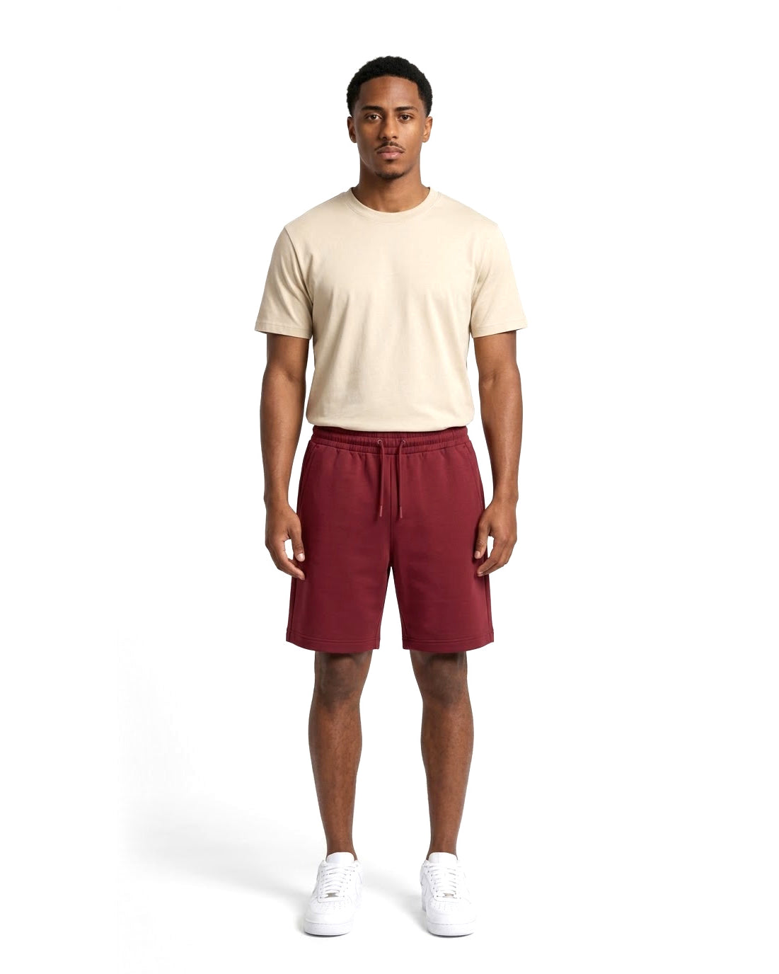 Ensemble T-shirt Beige & Short Bordeaux