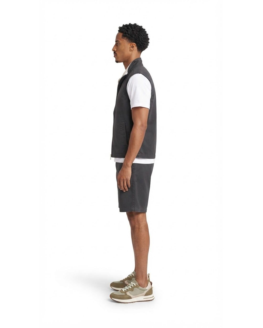 Ensemble Gilet Sans Manches Gris Anthracite & Short Gris Anthracite + Baskets