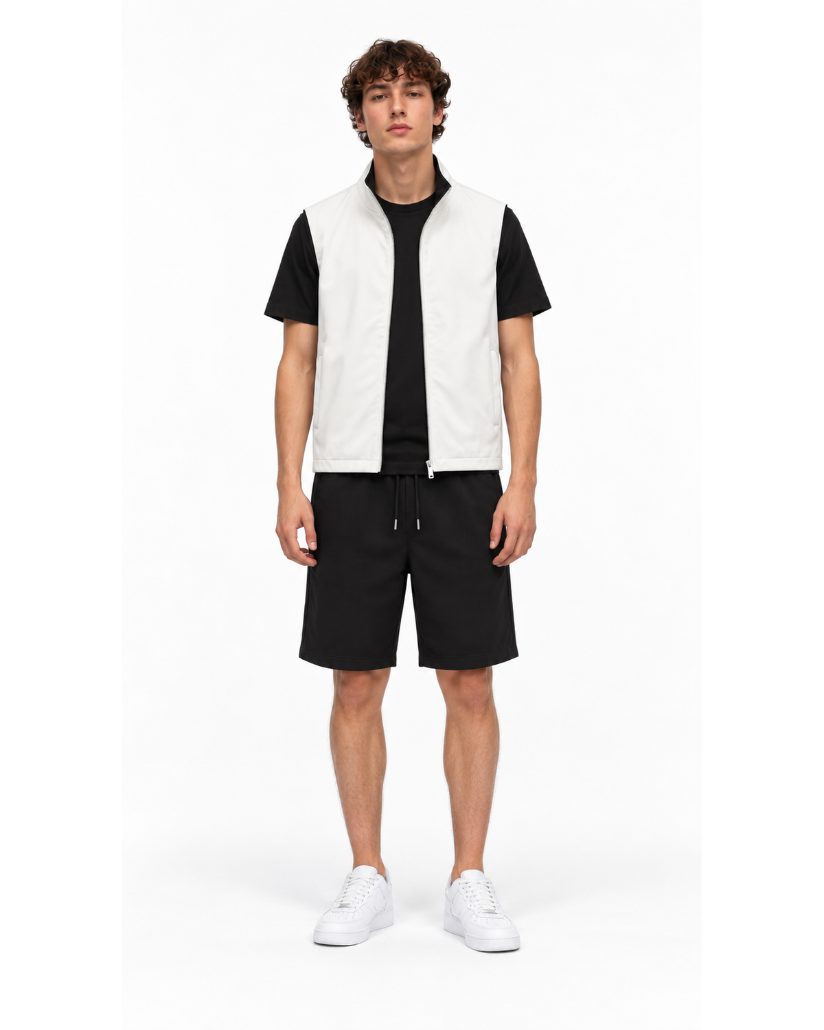 Gilet Sans Manches Zippé Blanc