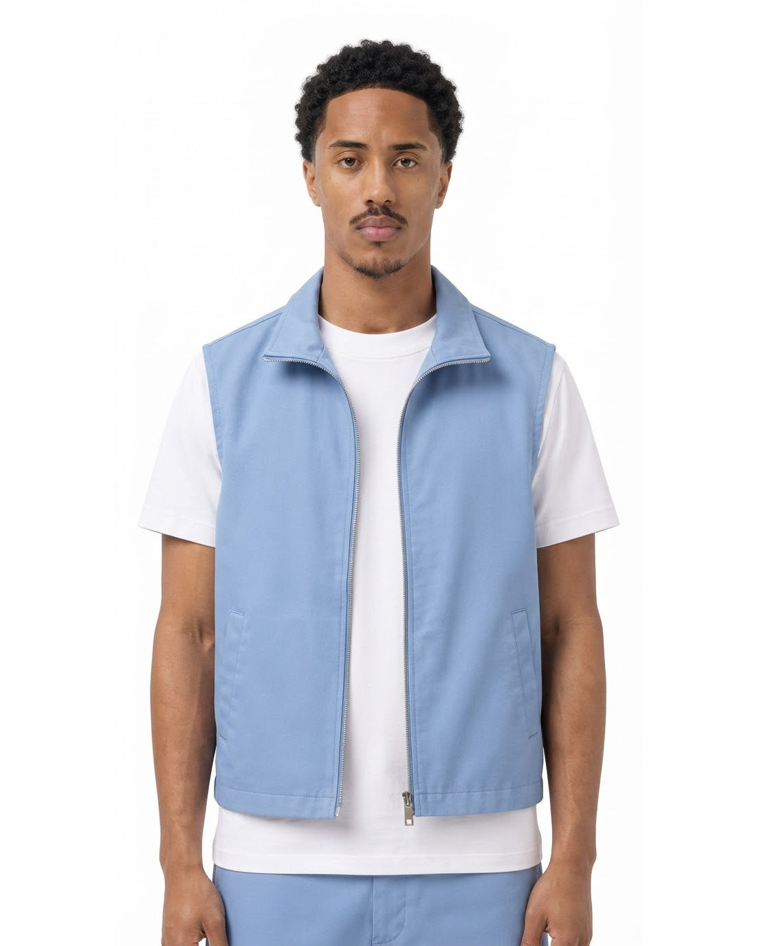Gilet Sans Manches Zippé Bleu Ciel