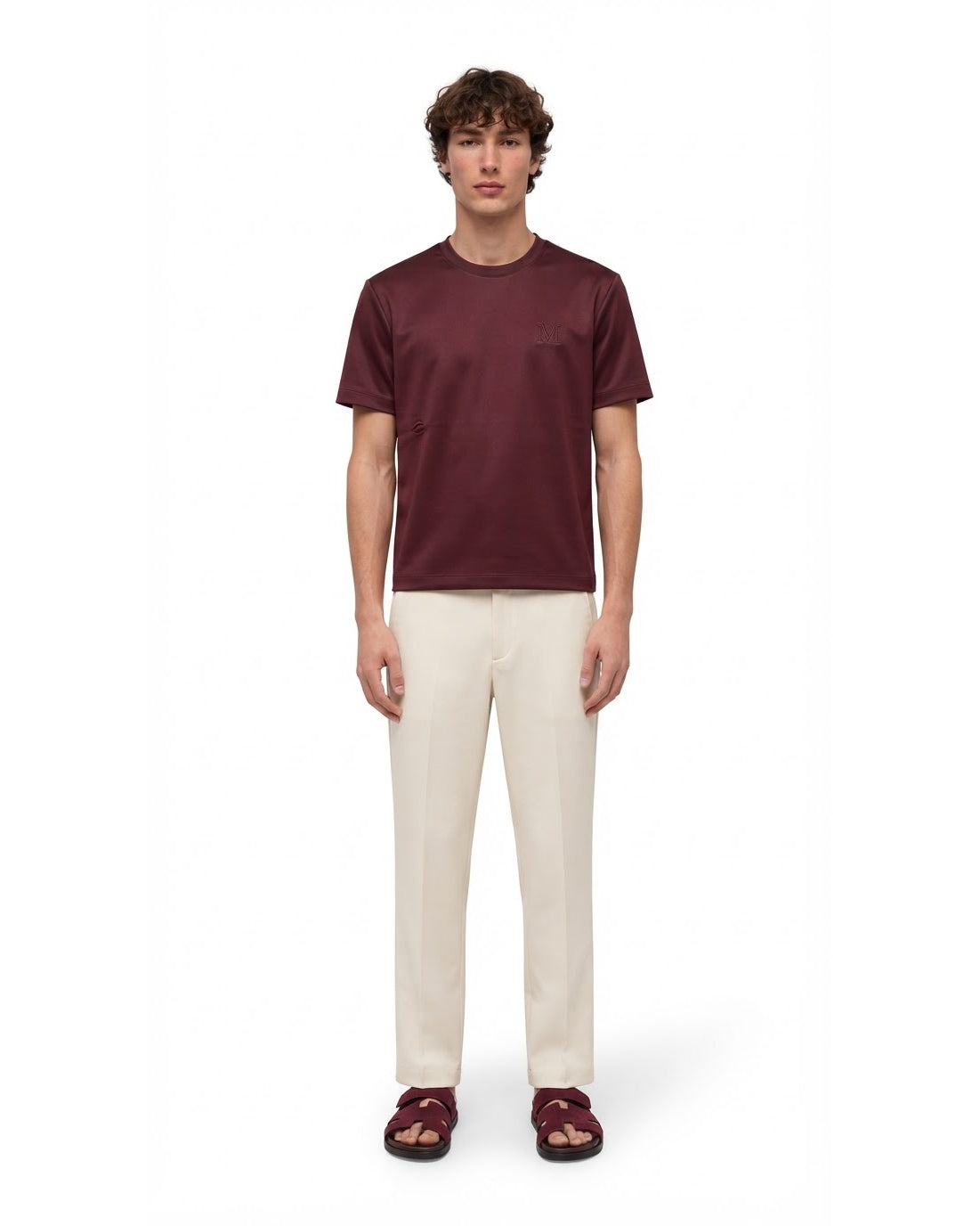 Ensemble T-shirt Bordeaux & Pantalon Écru