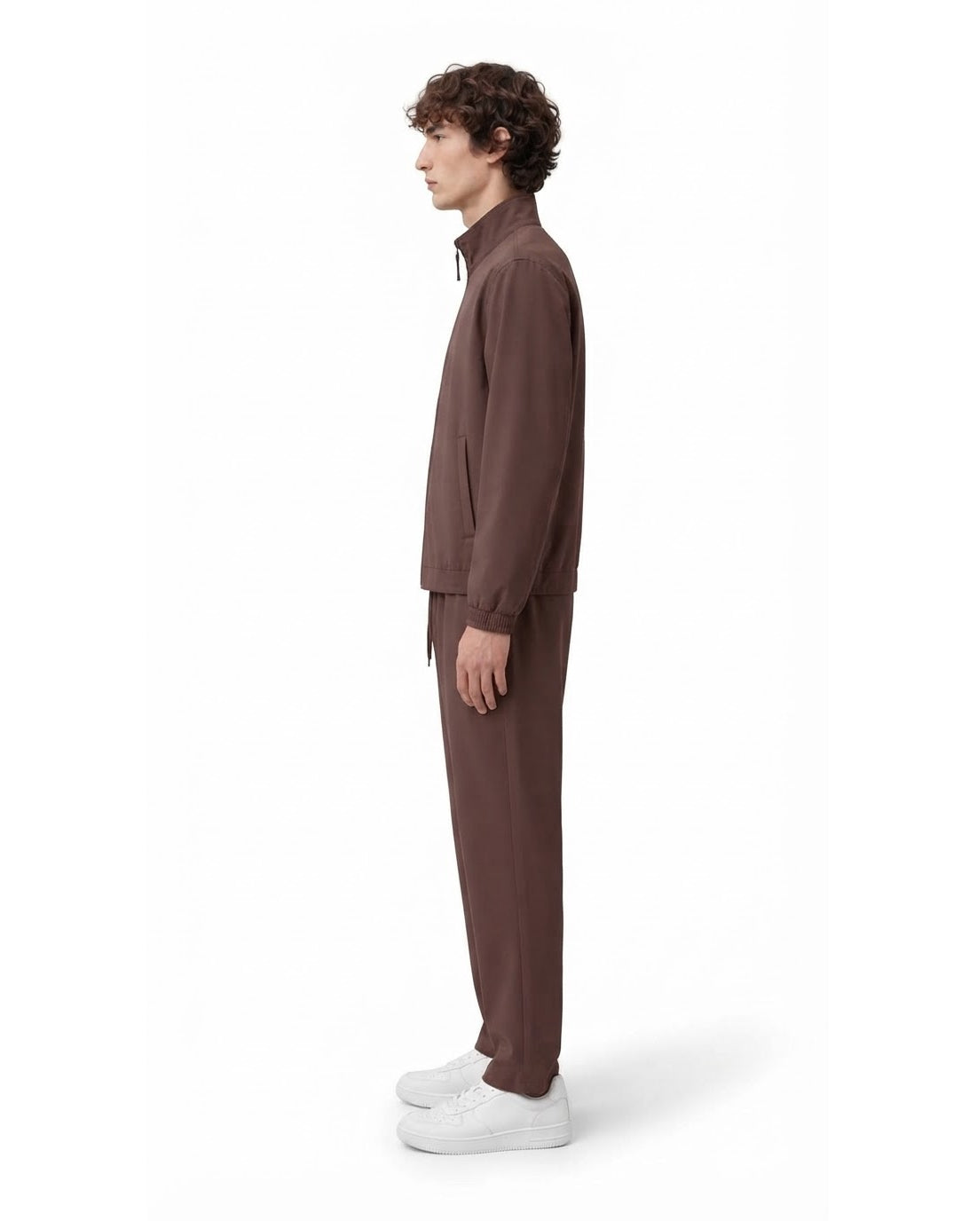 Ensemble Veste Zippée Marron & Pantalon Marron + Baskets