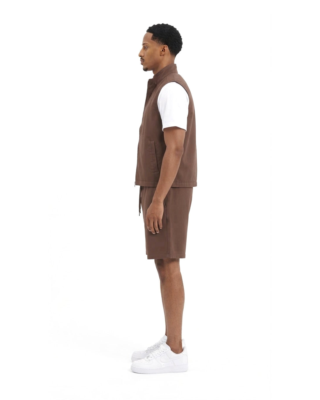 Ensemble Gilet Sans Manches Marron & Short Marron