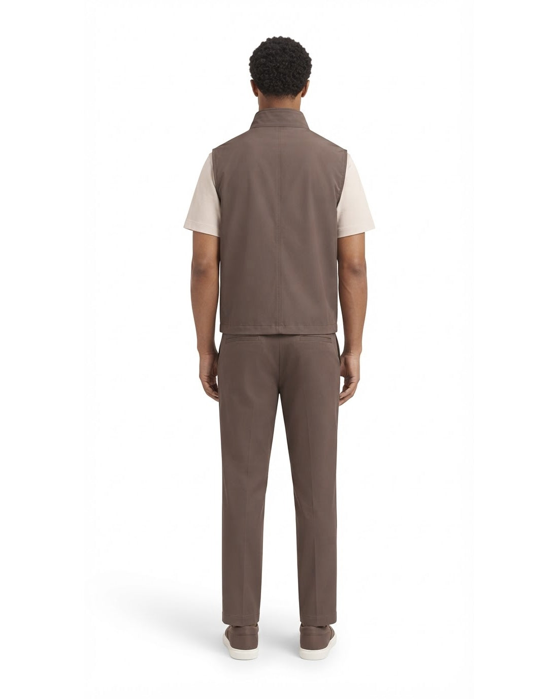 Ensemble Gilet Sans Manches Taupe & Pantalon Taupe + Baskets
