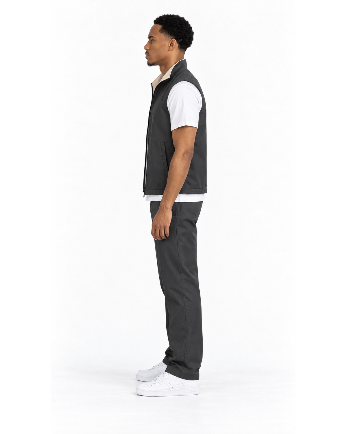 Ensemble Gilet Sans Manches Gris Anthracite & Pantalon Gris Anthracite