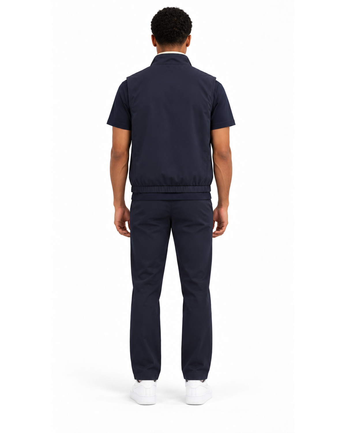 Ensemble Chemise Zippée Manches Courtes Marine & Pantalon Marine