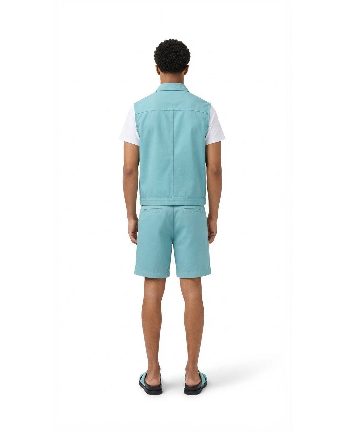 Ensemble Gilet Sans Manches Turquoise & Short Turquoise + Sandales