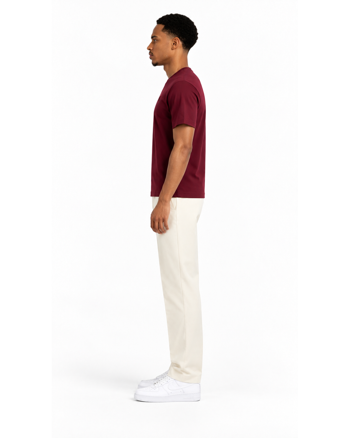 Ensemble T-shirt Bordeaux & Pantalon Écru