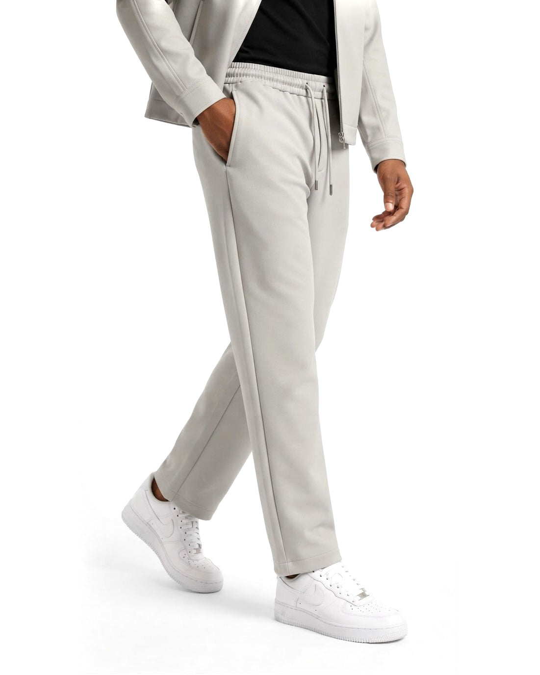 Pantalon à Cordon Gris Clair