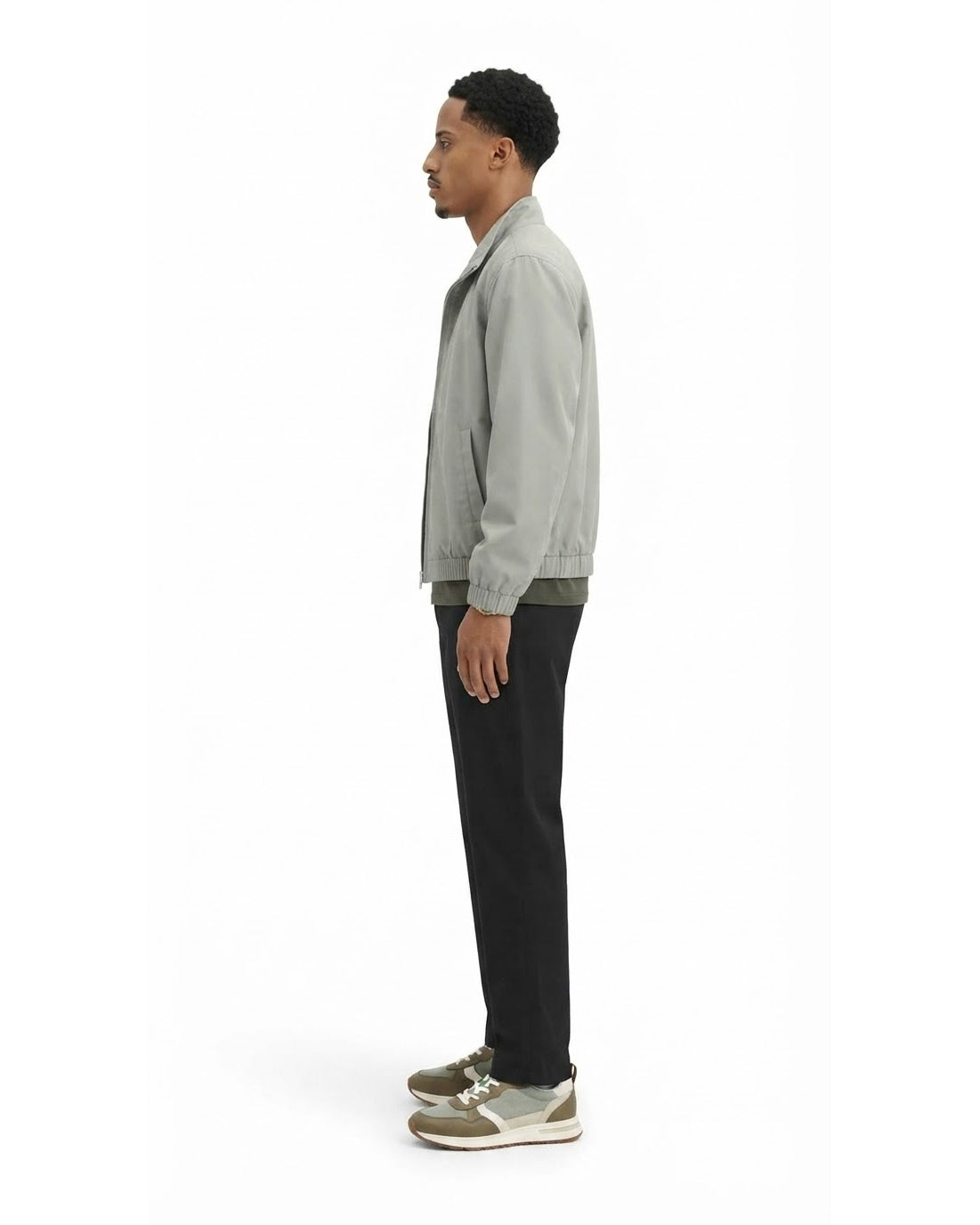 Ensemble Veste Vert Sauge & Pantalon Noir + Baskets