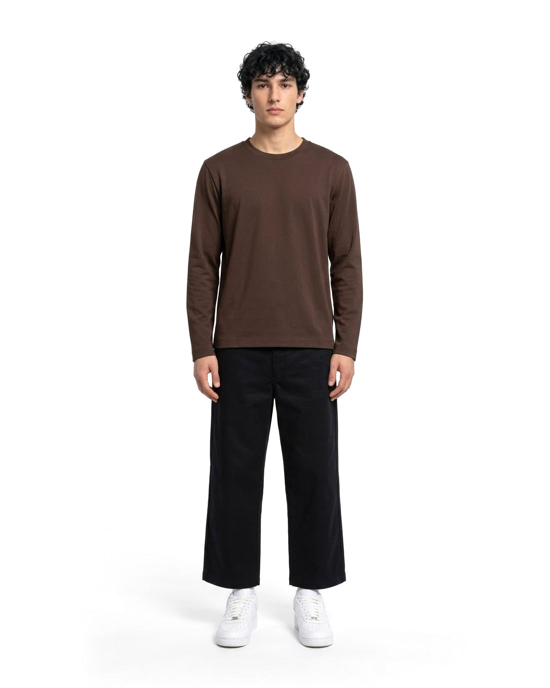 Ensemble T-shirt Manches Longues Marron & Pantalon Noir