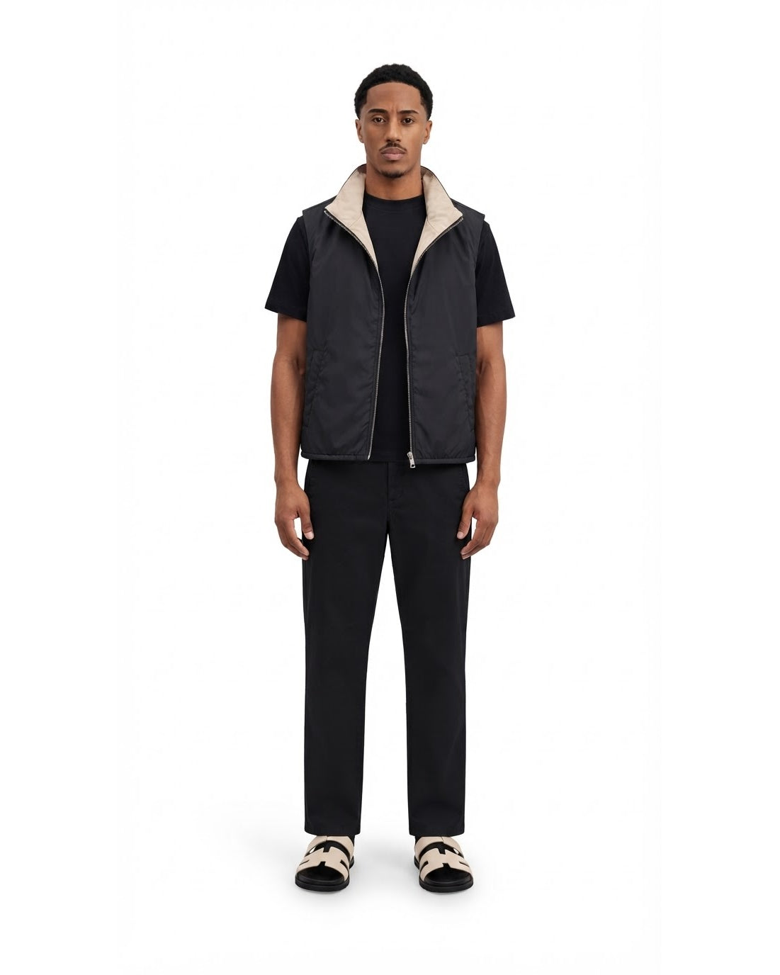 Ensemble Gilet Sans Manches Noir & Pantalon Noir + Sandales
