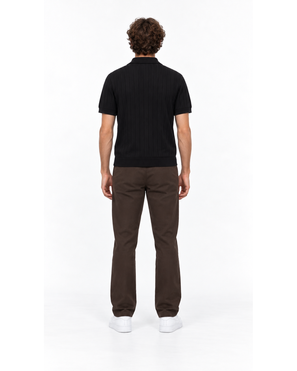 Ensemble Polo Maille Noir & Pantalon Marron